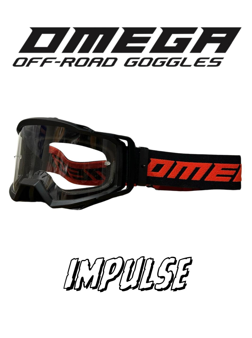Occhiale Omega Impulse rosso per motocross con lente antiappanante