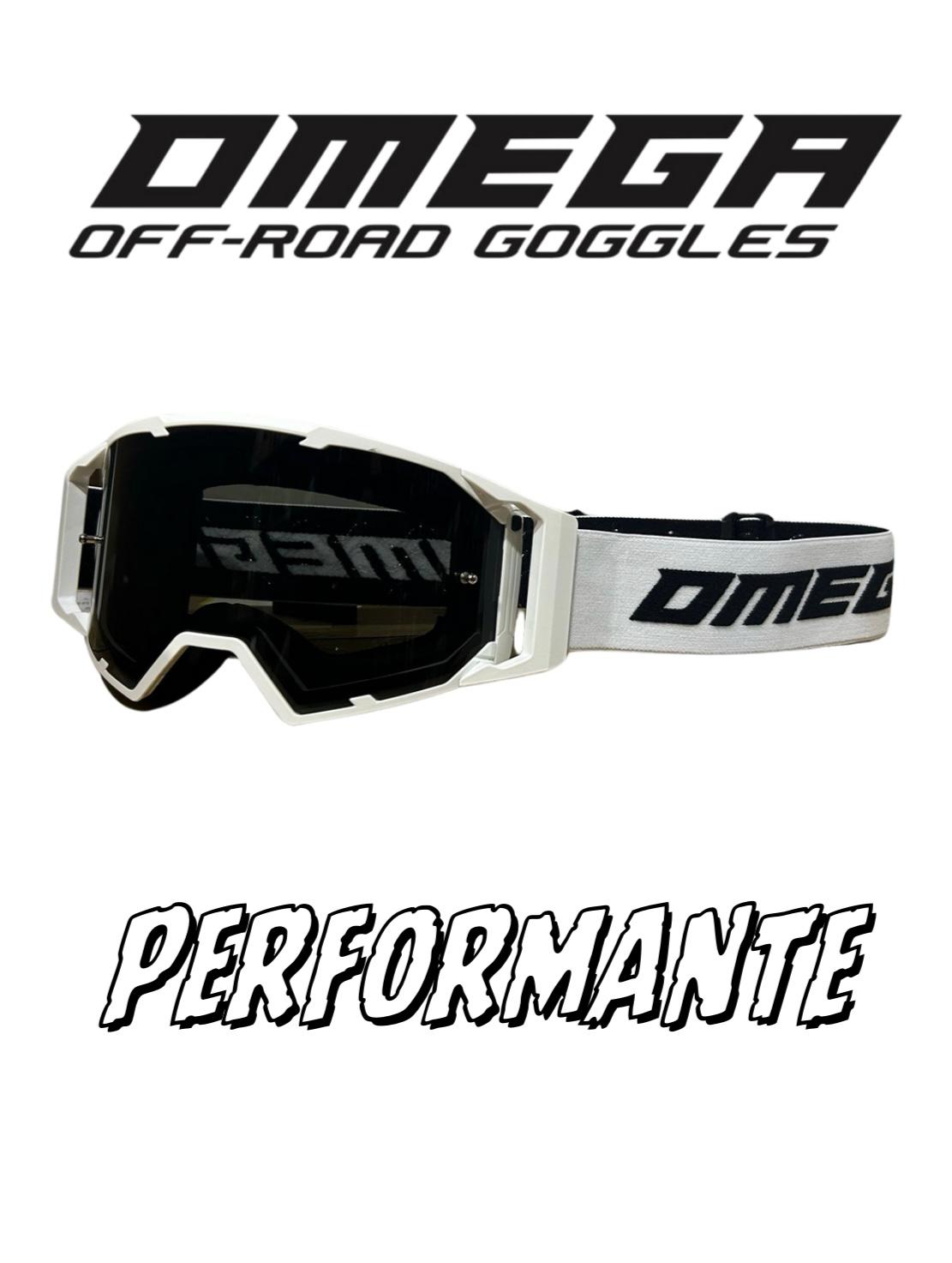 Occhiale Omega performante rosso per motocross con lente oscurata